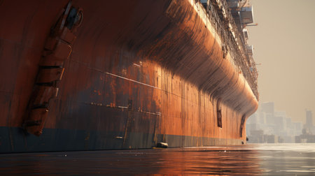 Massive cargo ship photo realistic - Generative AI.の素材