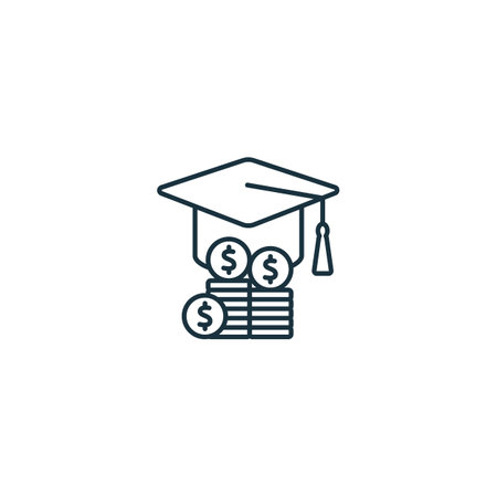 Scolarships and grants outline icon. Monochrome simple sign from charity and non-profit collection. Scolarships and grants icon for logo, templates, web design and infographics.のイラスト素材