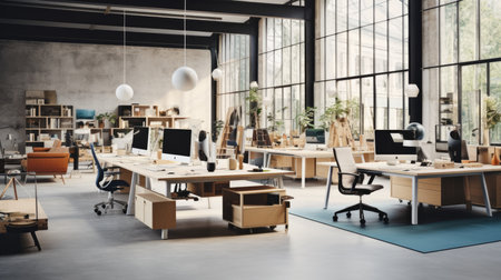 A collaborative workspace photo realistic illustration - Generative AI.の素材