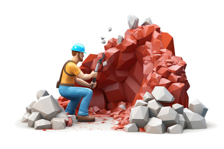 Geologist during the work 3d colorful illustration - Generative AI.の素材