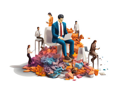 Human resources manager during the work 3d colorful illustration - Generative AI.の素材