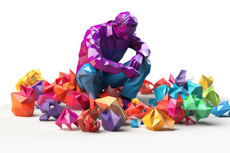 Social worker during the work 3d colorful illustration - Generative AI.の素材