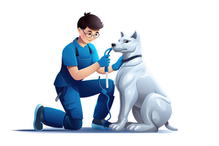 Veterinarian during the work 3d colorful illustration - Generative AI.の素材