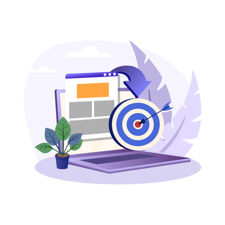 Landing page illustration. Concept of Seo Optimization for website and mobile website. Landing page template. 3D Vector Illustrations.のイラスト素材