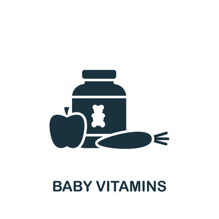 Baby Vitamins icon. Monochrome simple Baby icon for templates, web design and infographicsのイラスト素材