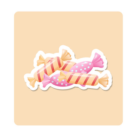 Sweets sticker illustration. Wrapper, long, candy, colorful. Editable vector graphic design.のイラスト素材