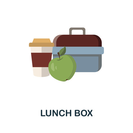 Lunch Box flat icon. Colored sign from take away service collection. Creative Lunch Box icon illustration for web design, infographics and moreのイラスト素材