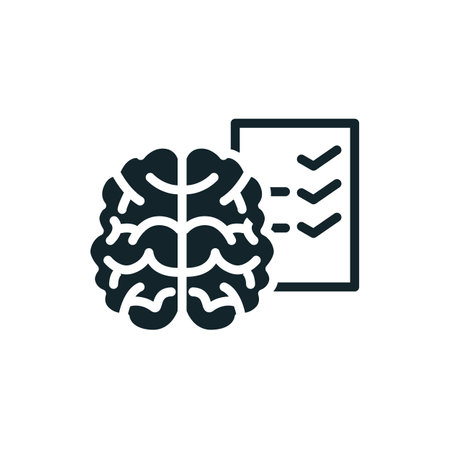 Human brain processing information and checking tasks icon