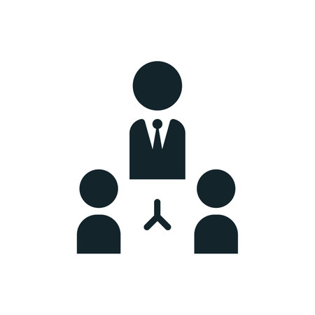 Business management concept with manager leading two employees iconのイラスト素材