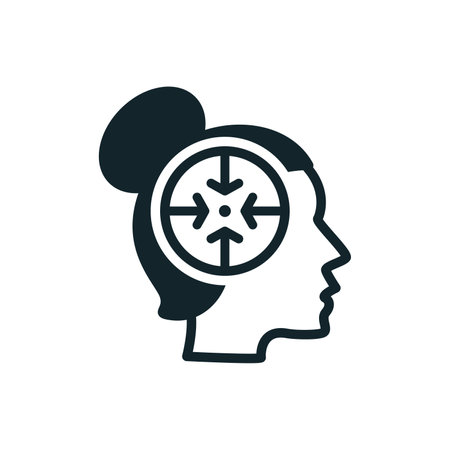 Woman head silhouette with target aiming for the brainのイラスト素材