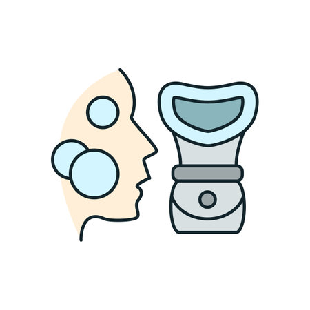Profile of a woman with impurities undergoing a facial steam bathのイラスト素材