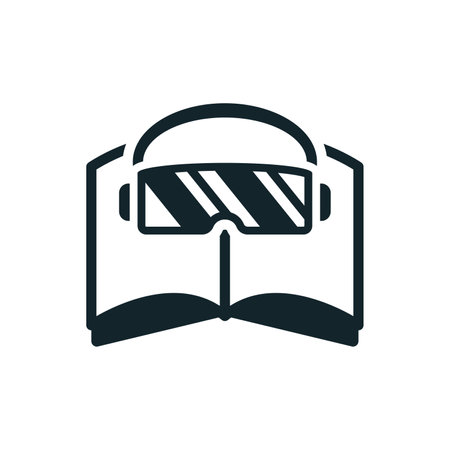 Online education icon showing virtual reality glasses and bookのイラスト素材