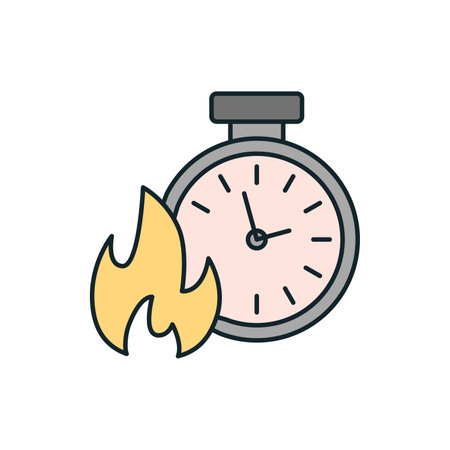 Clock with fire is representing the concept of deadline and time managementのイラスト素材