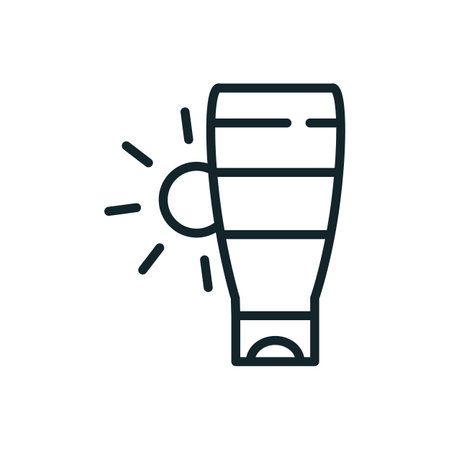 Sunscreen bottle with sun rays icon representing skin care and sun protectionのイラスト素材