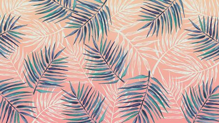 Watercolor background with tropical leavesの写真素材