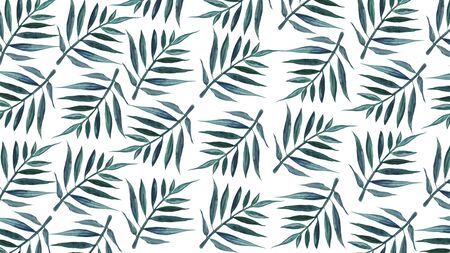 Watercolor background with palm leaves.の写真素材