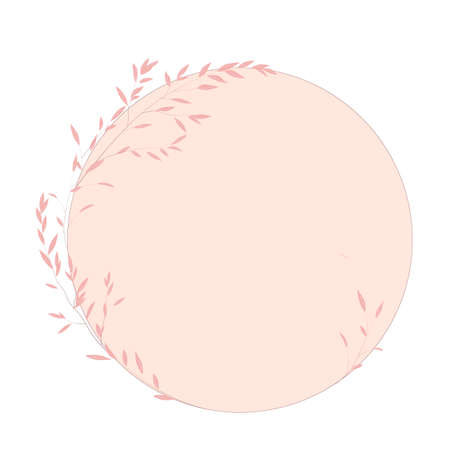 Round frame for a wedding invitation. Wreath of flowers vector stock illustration. Beige, pastel colors, delicate leaves. Template for a postcard. The logo of cosmetics is isolated on a white backgrouのイラスト素材