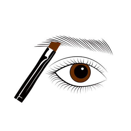 Eyebrows vector stock illustration. Black and white lines. isolated on a white background. The logo of the beauty salon.のイラスト素材