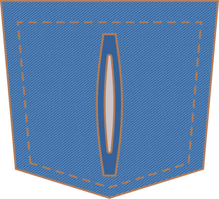 Basic denim patch pocket design in light blue and pink. Round circle button on unisex garment. Symbol for bag or clothes.のイラスト素材