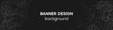 Geometric plexus line website banner. Vector texture from nanoparticles. Neuroscience design template.のイラスト素材