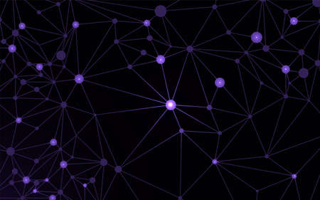 Purple and violet abstract geometric background in ai. Plexus line data structure. Minimal web illustration for biotechnology sector.のイラスト素材
