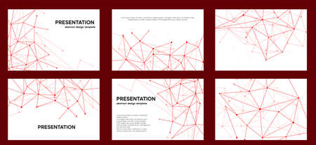 Red and white corcorate slides design. Plexus line ppt layout.のイラスト素材