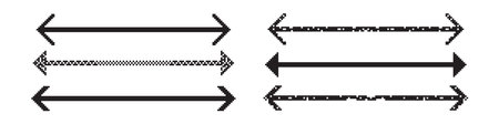 Double pixel art long straight line arrow vector icon. Simple thin horizontal cursor pointer lines element set. abstract flat forward path oblong isolated arrowhead. Basic glitch pointing two sideのイラスト素材