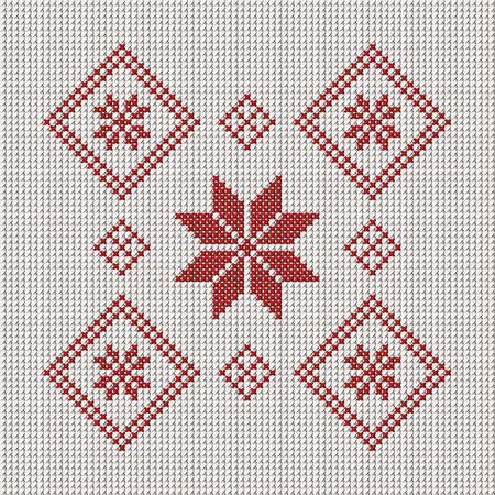 red pattern cross-stitchのイラスト素材