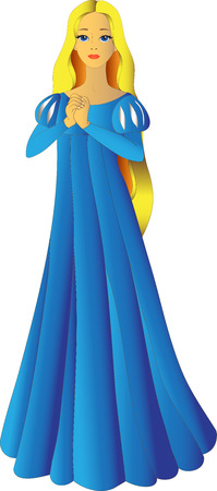princess in a blue dress with folded hands in prayerのイラスト素材