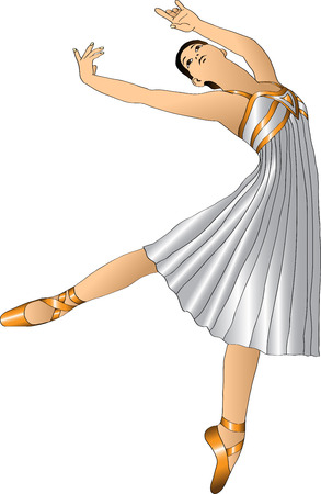 ballerina in white dress standing  in a graceful poseのイラスト素材
