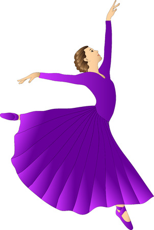 dancer in violet dress jumpingのイラスト素材