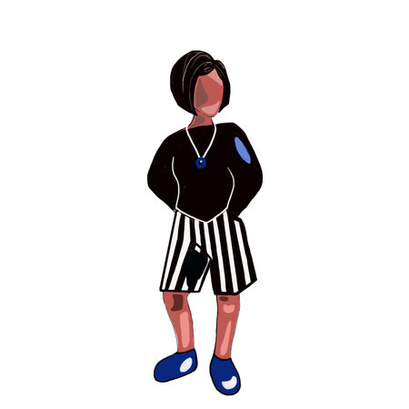 a girl, a woman in a black jacket, stands on a white backgroundの写真素材
