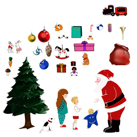 christmas set made of Christmas toys and giftsの写真素材