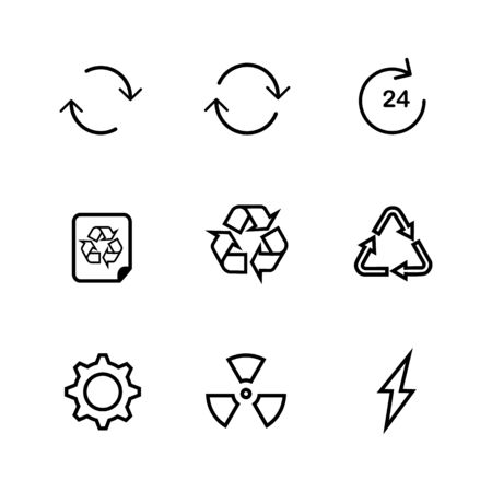 Set icon recycle, settings, not safe, lightning for different needsのイラスト素材