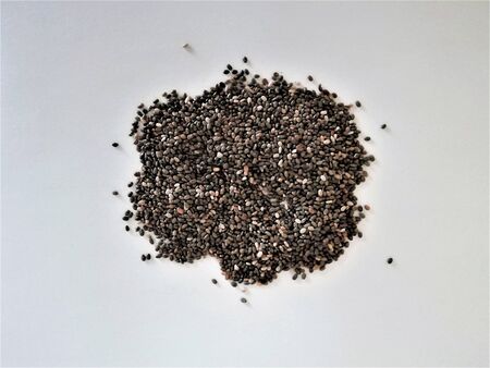 Chia seeds isolated with white background.Natural foodの写真素材