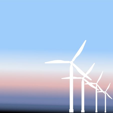 Wind energy, the silhouette of the turbine, the sky and the space for the text for design baner and poster and otherのイラスト素材