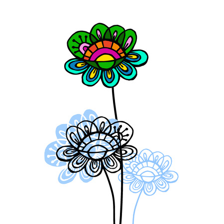 abstract flowers painted handsのイラスト素材