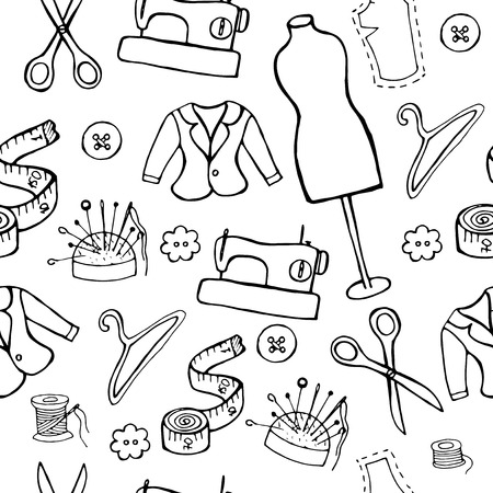 drawn by hand fashion patternのイラスト素材