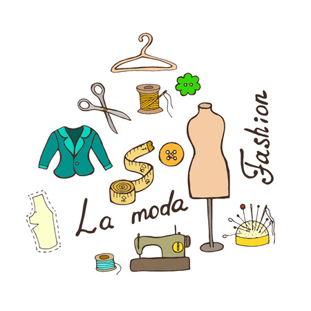 drawn by hand fashion patternのイラスト素材