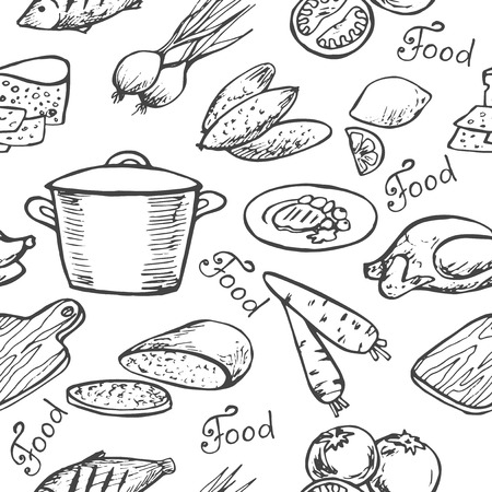 seamless texture of different objects from foodのイラスト素材