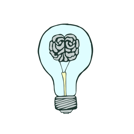 drawn by hand light bulb idea
