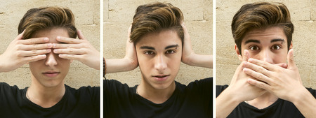 a collage of photos of teenagerの写真素材