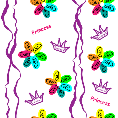 seamless texture with the image of a flower and crownのイラスト素材