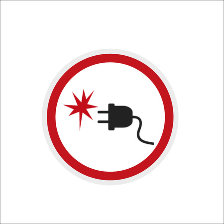 sign sticker outlet and an electrical short circuit.のイラスト素材