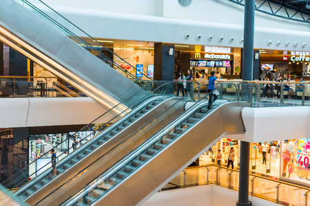 July 2018. Azerbaijan. Escalator in the Mallのeditorial素材