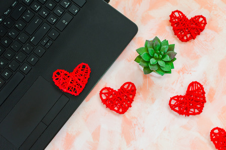 female Desktop with heartsの写真素材