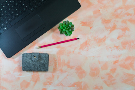female desktop top viewの写真素材