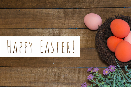 happy Easter card with the inscription.の写真素材