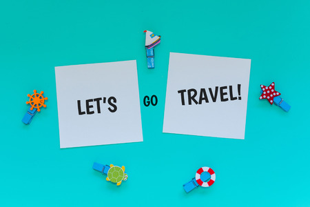 2 cards with the inscription - let's go travel