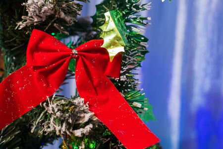 Christmas decorations on the Christmas tree close-upの写真素材
